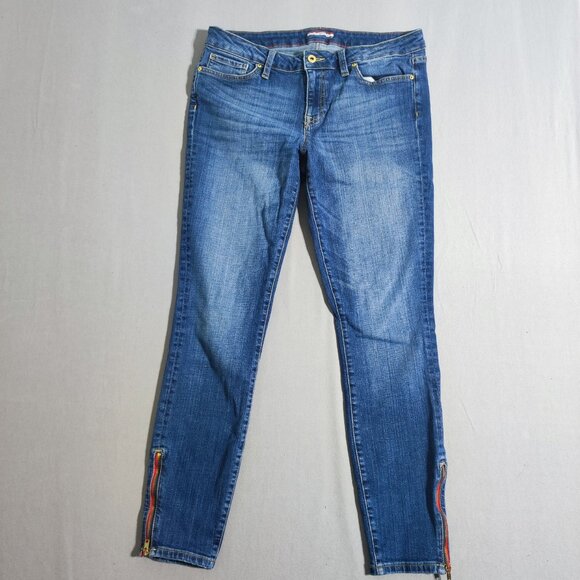 Tommy Hilfiger Jeans skinny women's size 10 medium washed blue zipper on the leg - Picture 1 of 13